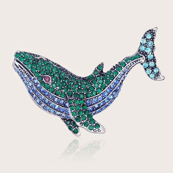

Брошь в форме дельфина со стразами 1шт, Многоцветный