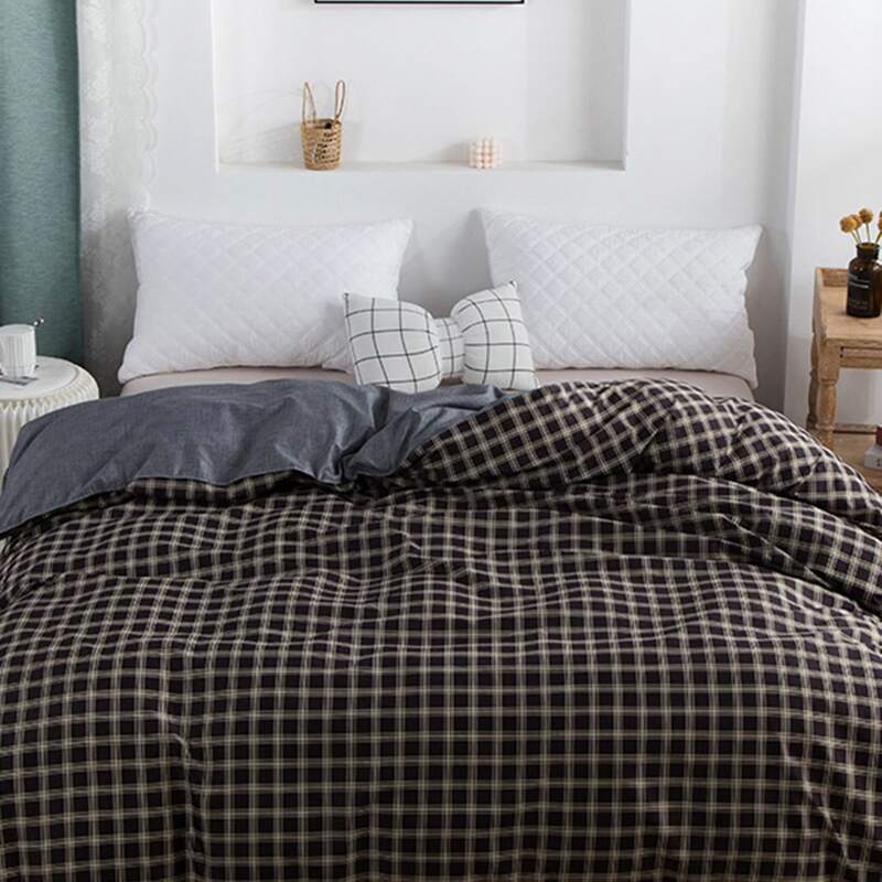 

Plaid Print Duvet Cover Without Filler, Coffee