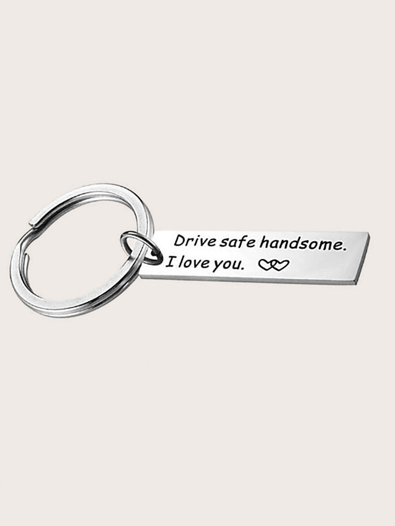 Slogan Pattern Minimalist Keychain - Silver - View 1