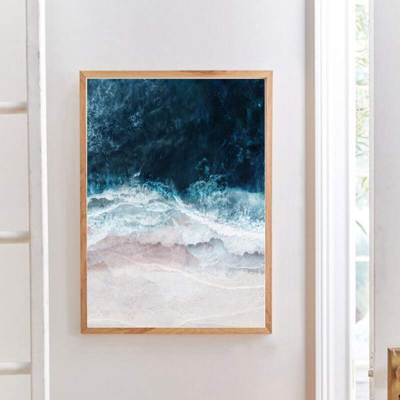 

Ocean Wave Print Wall Painting Without Frame, Multicolor