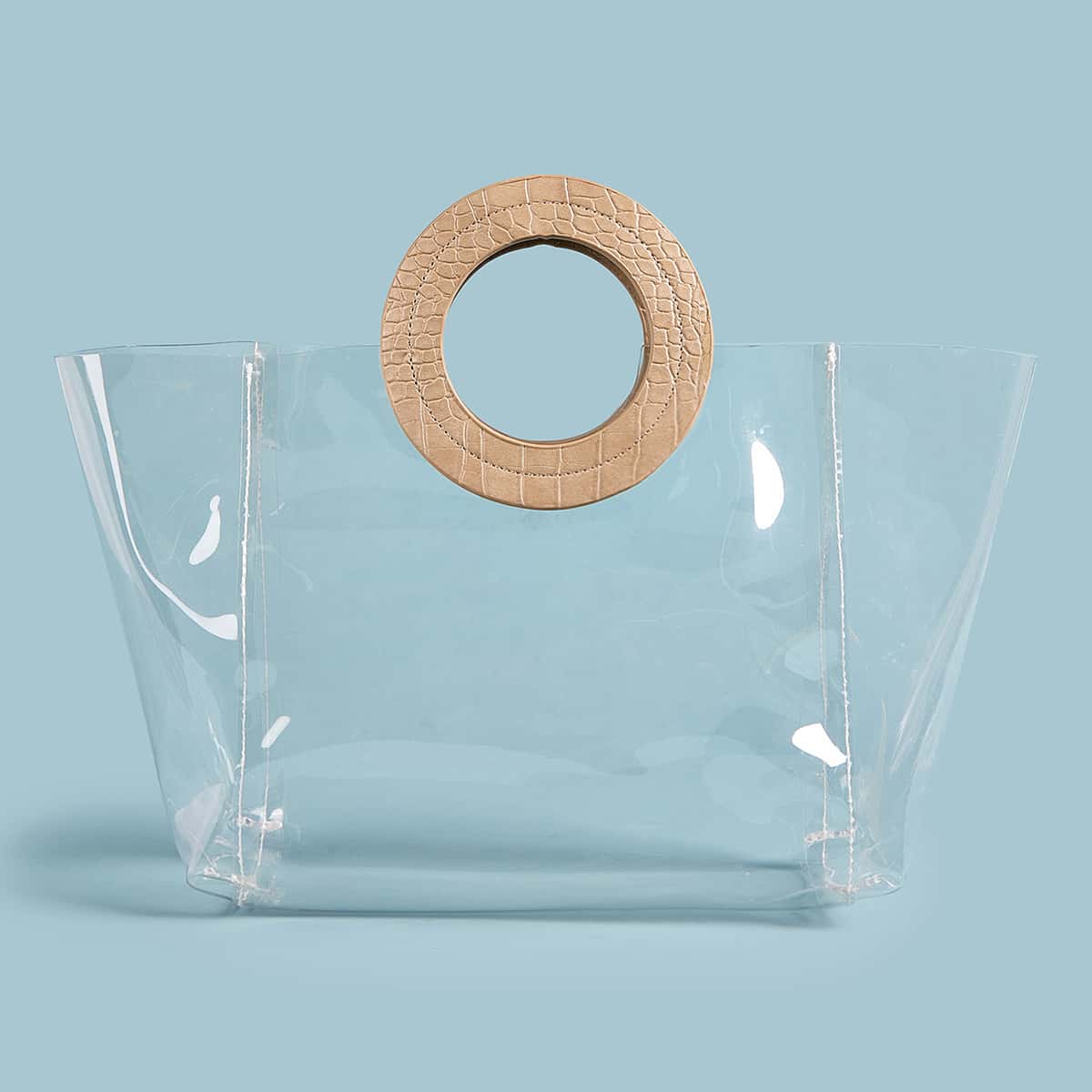 

Croc Embossed Ring Handle Clear Tote Bag