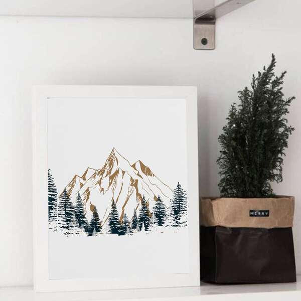 

Mountain Print Wall Painting Without Frame, Multicolor