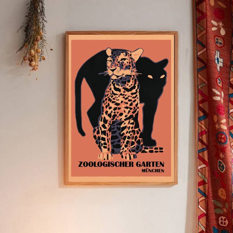

Tiger & Cat Print Wall Painting Without Frame, Multicolor