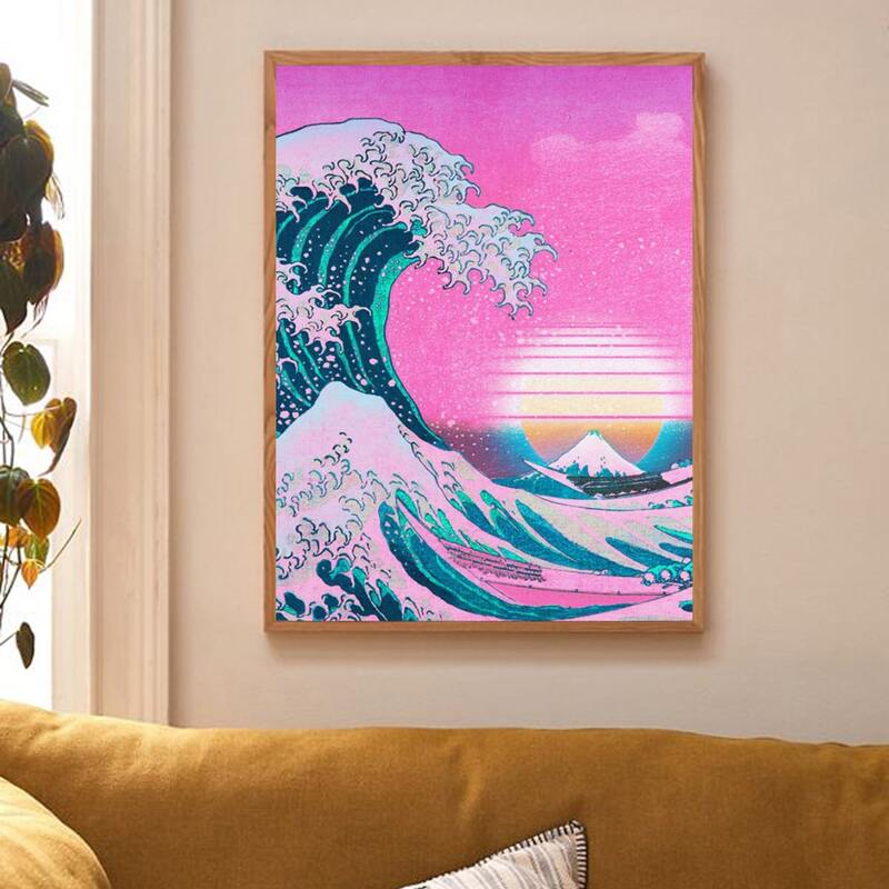 

Ocean Wave Print Wall Painting Without Frame, Multicolor