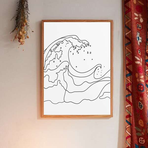 

Wave Print Wall Painting Without Frame, Multicolor