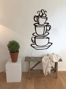 Coffee Print Wall Sticker - Black - View 2