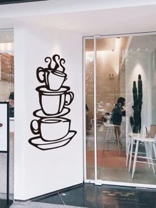 Coffee Print Wall Sticker - Black - View 3