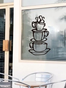 Coffee Print Wall Sticker - Black - View 4