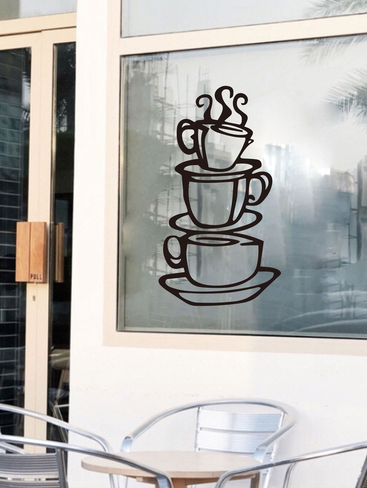 Coffee Print Wall Sticker - Black - View 4