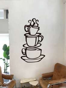 Coffee Print Wall Sticker - Black - View 5