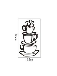 Coffee Print Wall Sticker - Black - View 7