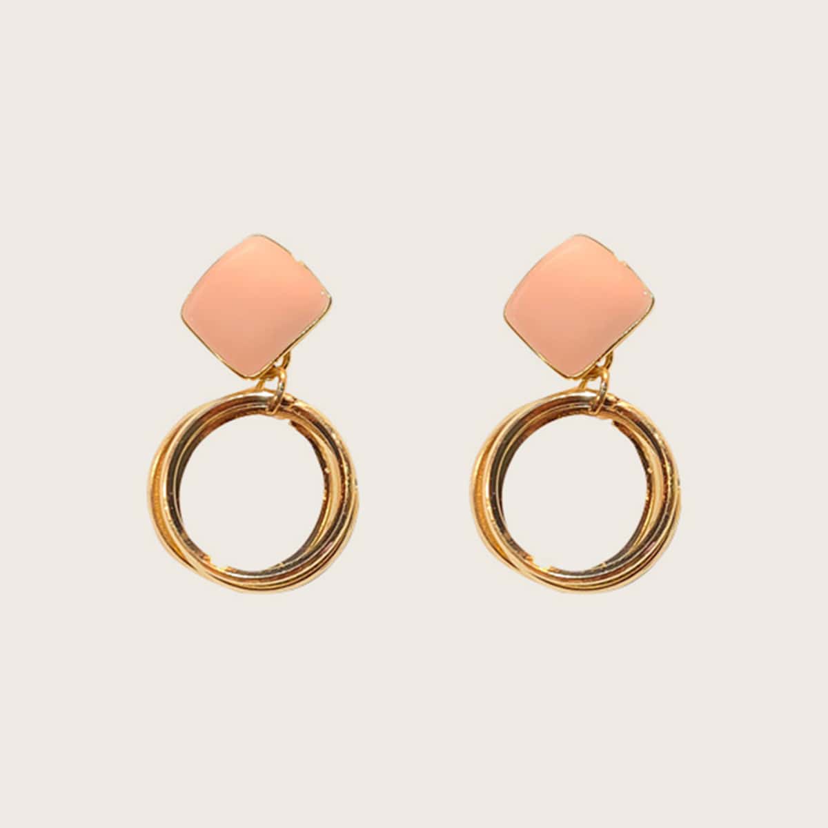 

1pair Ring Charm Drop Earrings, Multicolor