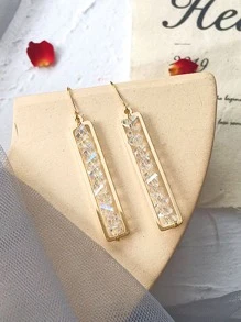 Andkiss Bông tai hình chữ nhật đính pha lê - Vàng - Xem 1