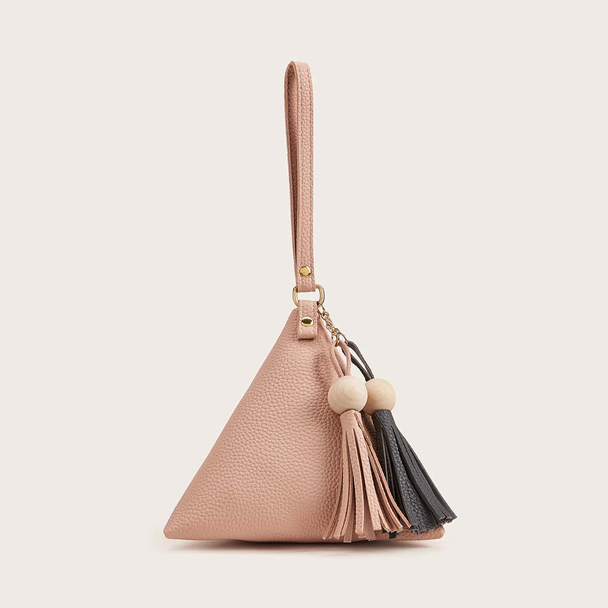 

Tassel Decor Triangle Clutch Bag, Pink