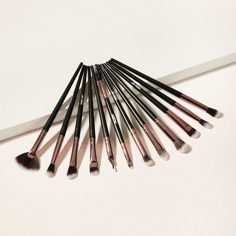 

12pcs Duo-fiber Eye Makeup Brush Set, Black