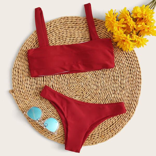 

Bralette High Cut Bikini Swimsuit, Red