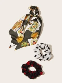 3pcs Star & Poker Pattern Scrunchie
