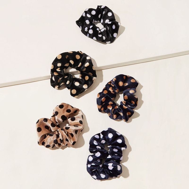 

5pcs Polka Dot Scrunchie, Multicolor