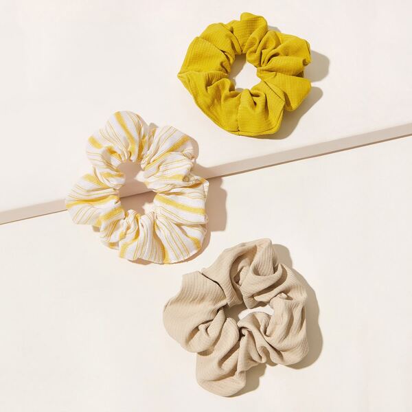 

3pcs Striped Pattern Scrunchie, Multicolor