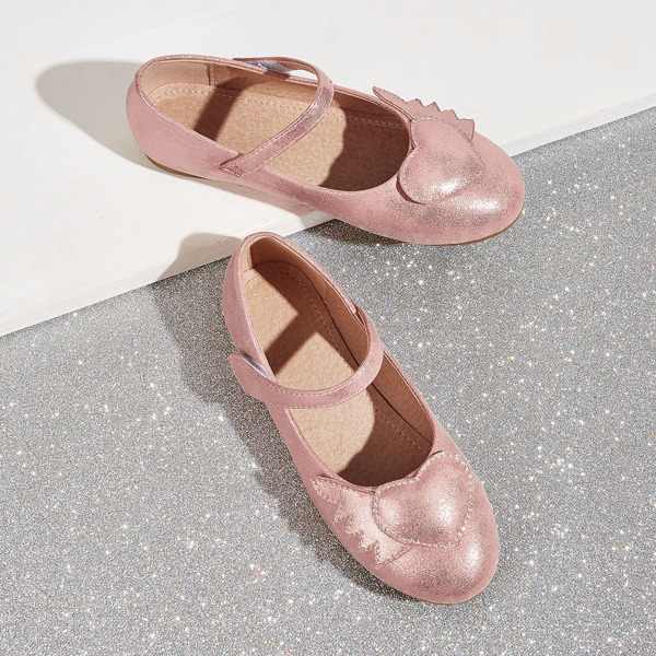 

Girls Heart Decor Flats, Pink