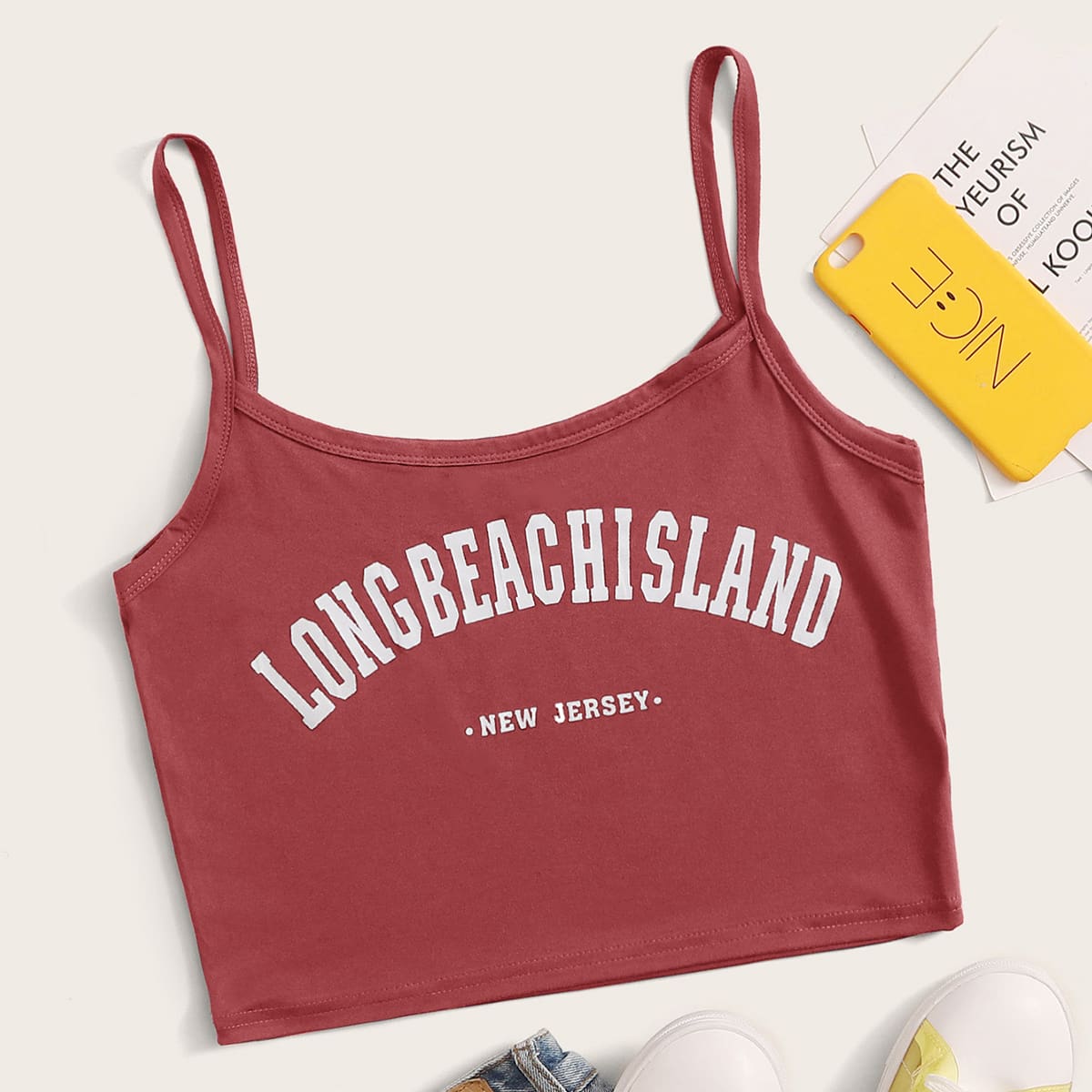 

Letter Graphic Crop Cami, Red