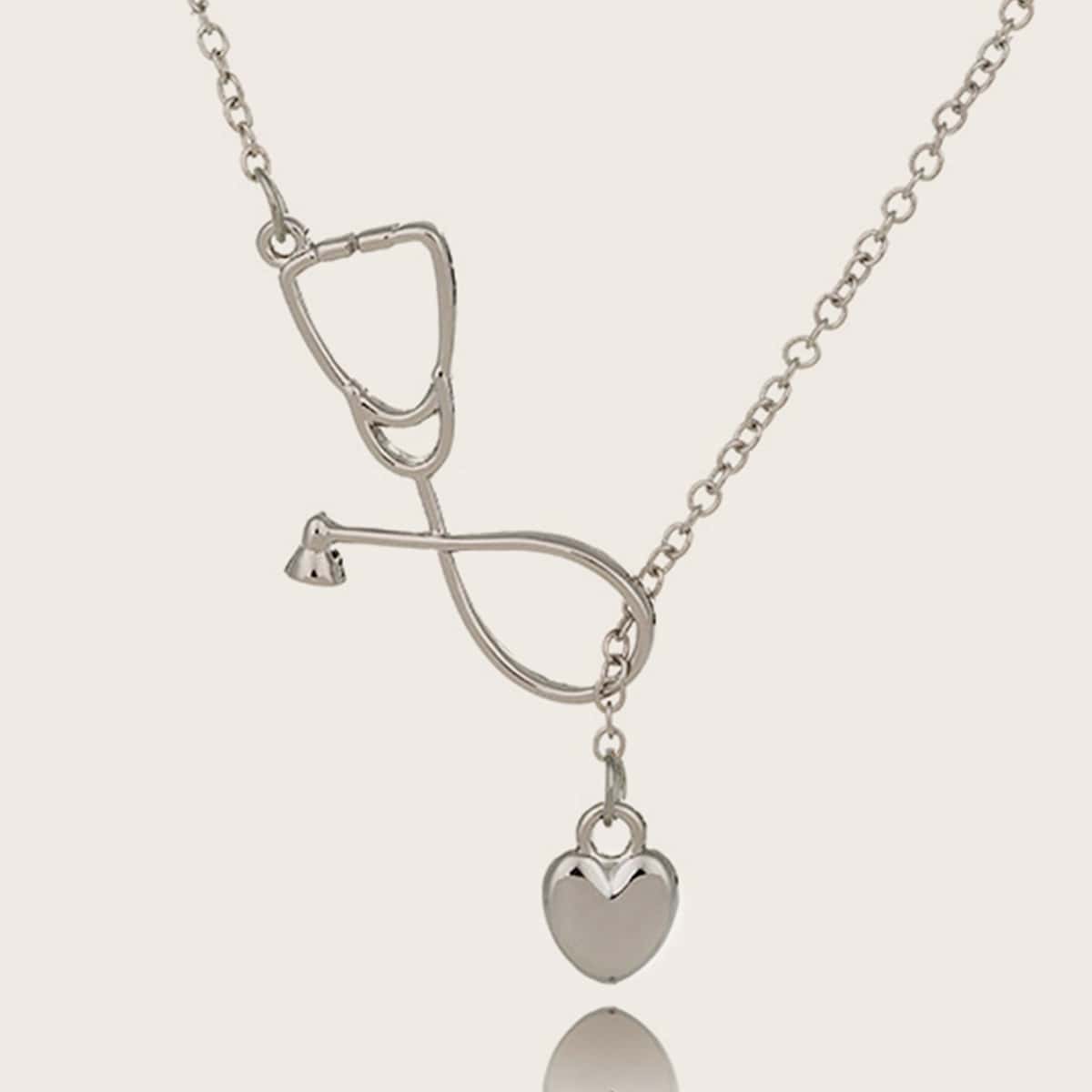 

1pc Stethoscope Charm Necklace, Silver