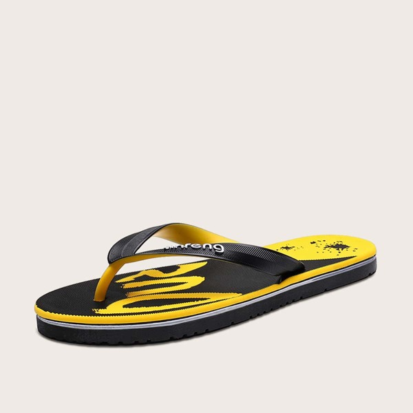 

Men Letter Graphic Flip Flops, Black