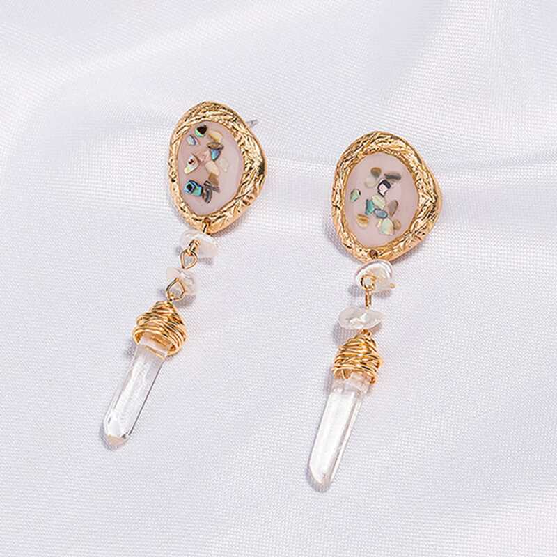 

1pair Pearl & Crystal Decor Drop Earrings, Multicolor