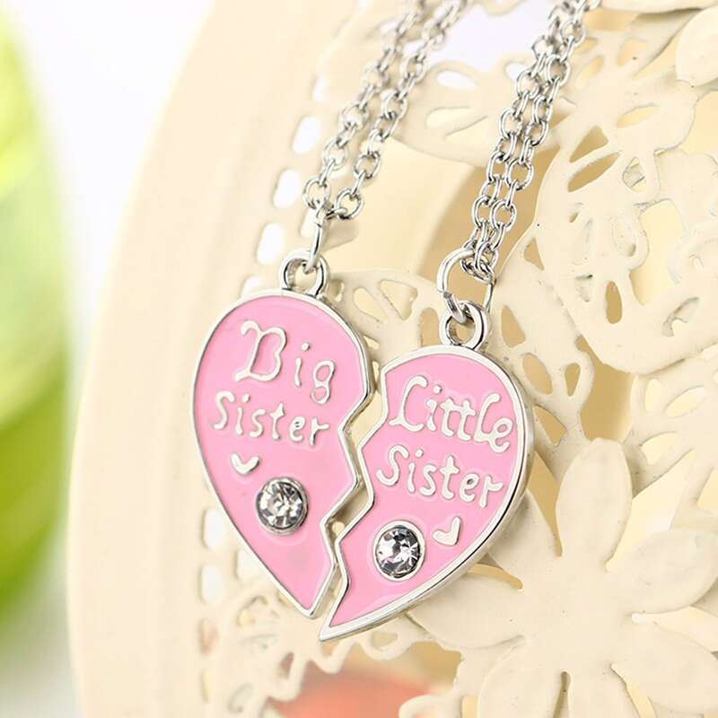 

2pcs Letter Engraved Half Heart Charm Necklace, Multicolor