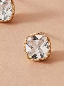 1pair Rhinestone Decor Stud Earrings - Silver - View 3