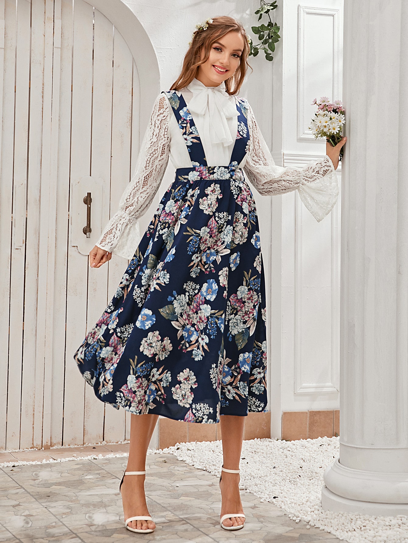Floral suspender skirt Clearance