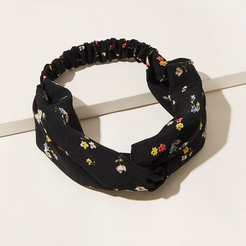

1pack Ditsy Floral Twist Headband, Black
