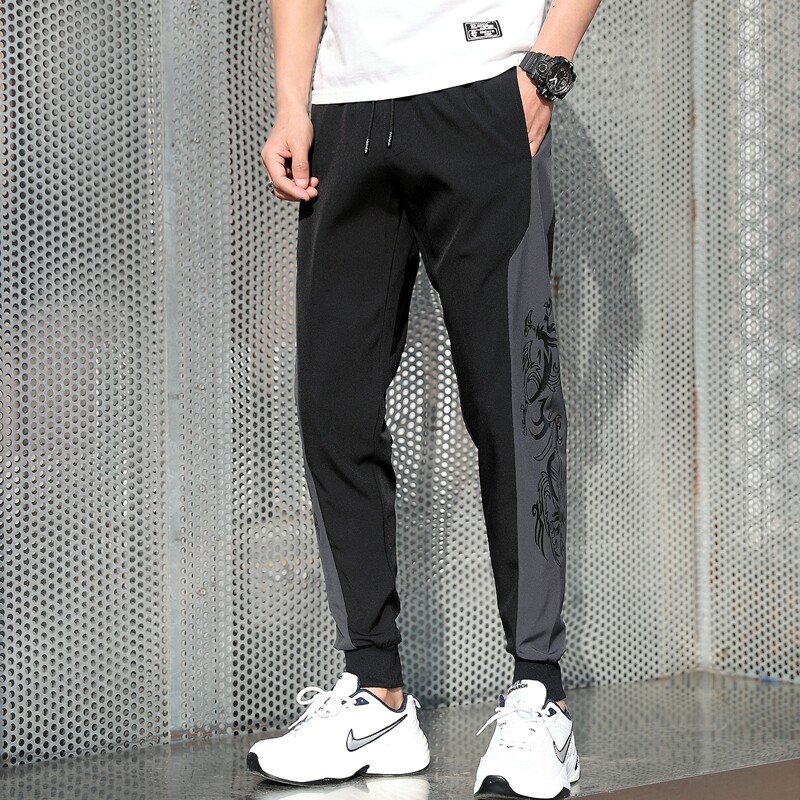 

Guys Graphic Print Drawstring Sweatpants, Black