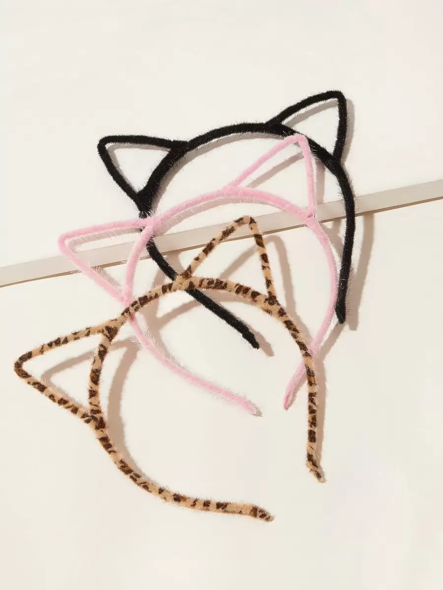 3pcs Cat Ear Decor Hair Hoop Cute Tiaras Headband Hair Band - Multicolor - View 1