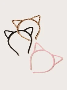 3pcs Cat Ear Decor Hair Hoop Cute Tiaras Headband Hair Band - Multicolor - View 2