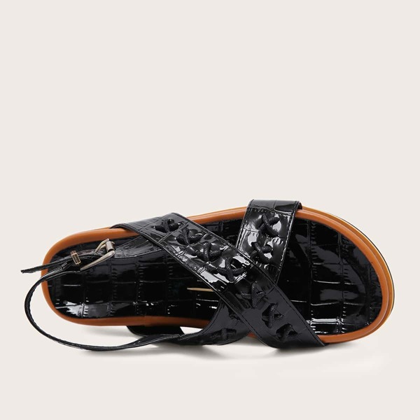 

Cross Strap Slingback Sandals, Black