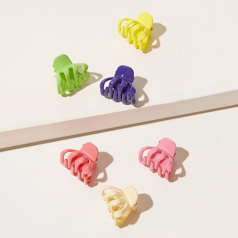 

6pcs Solid Hair Claw, Multicolor