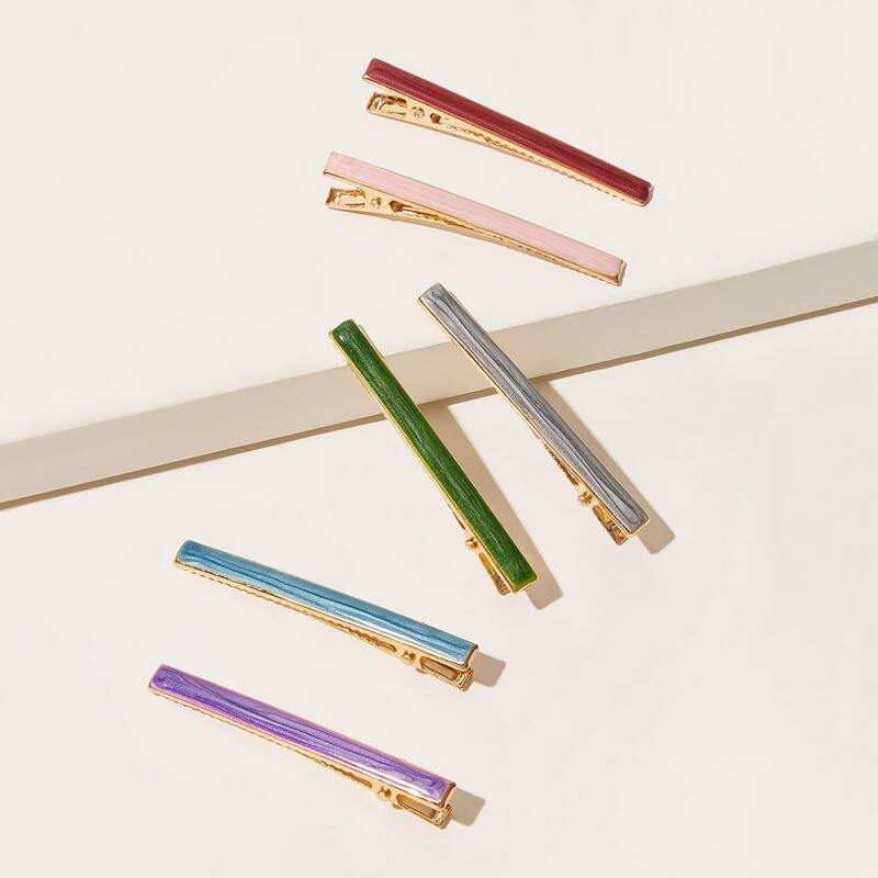 

6pcs Glitter Detail Hair Clip, Multicolor