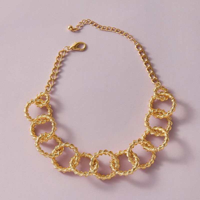

1pack Textured Chain Necklace, Gold