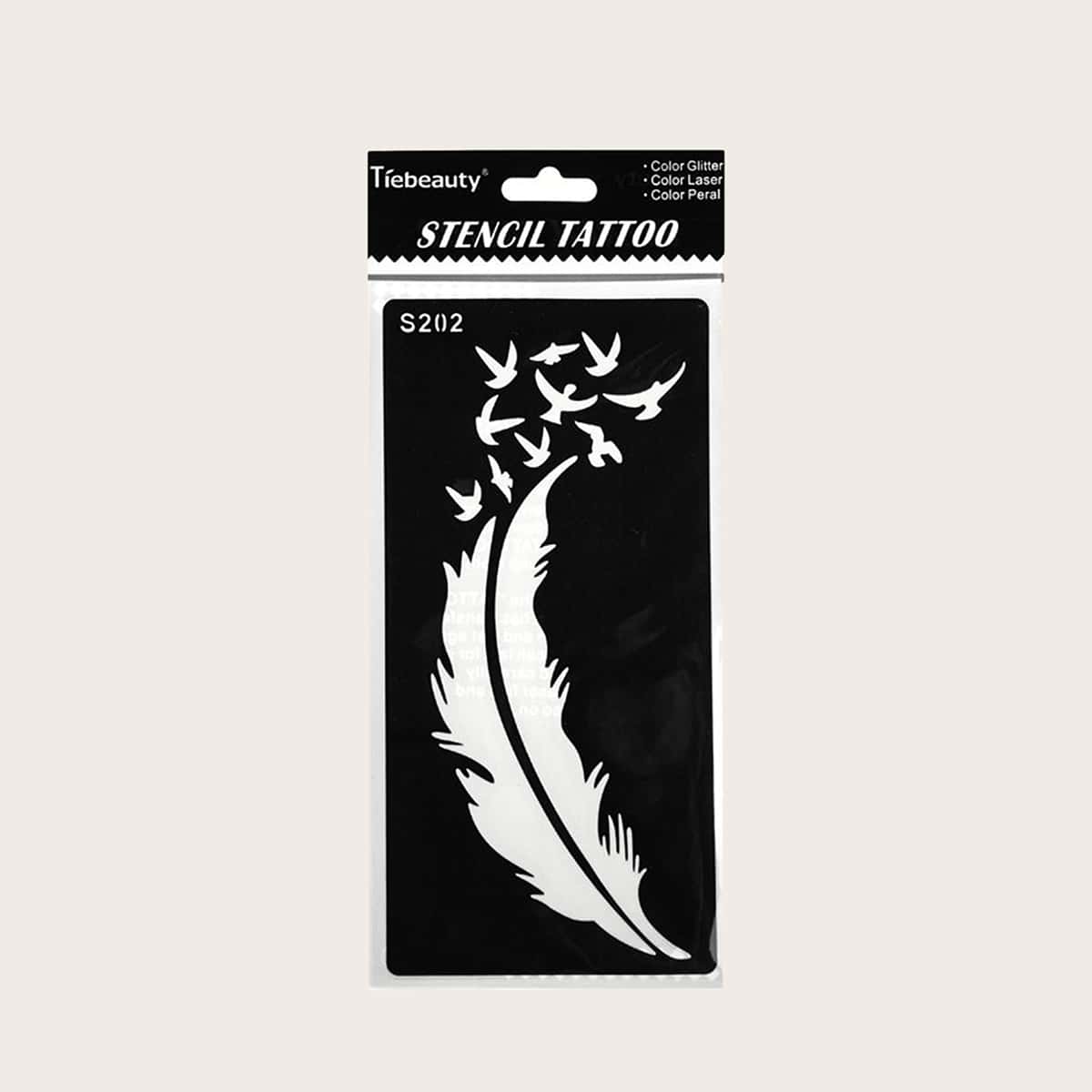 

Feather & Bird Pattern Tattoo Sticker, Black