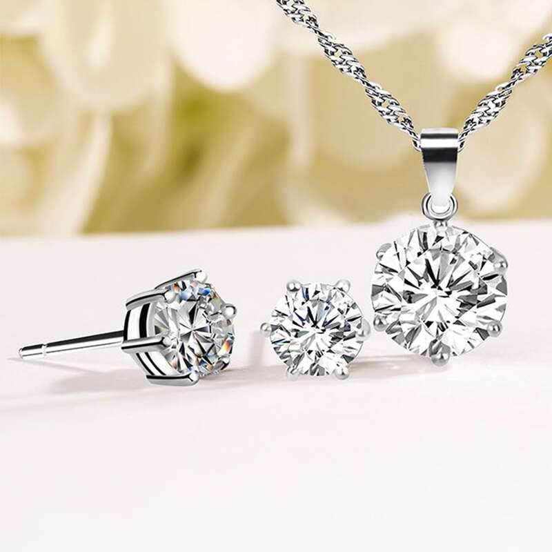 

3pcs Rhinestone Decor Jewelry Set, Silver