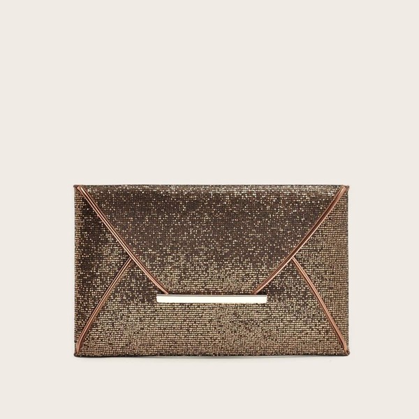 

Glitter Flap Clutch Bag, Gold