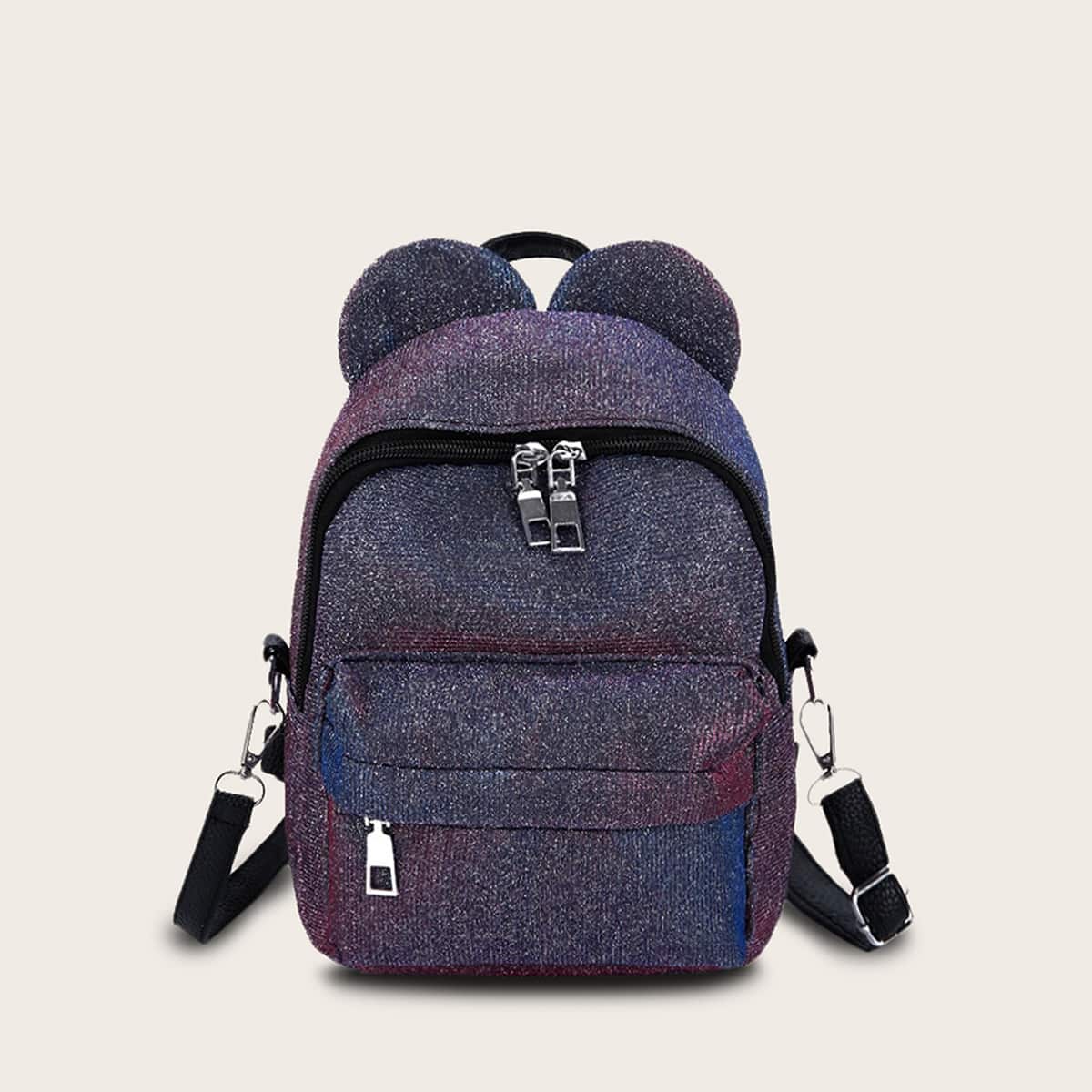 

Gradient Glitter Pocket Front Backpack, Purple