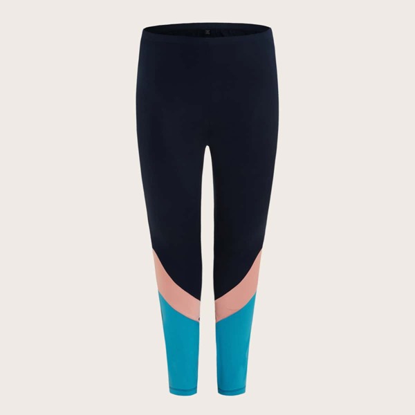 

Plus Elastic Waist Colorblock Leggings, Multicolor