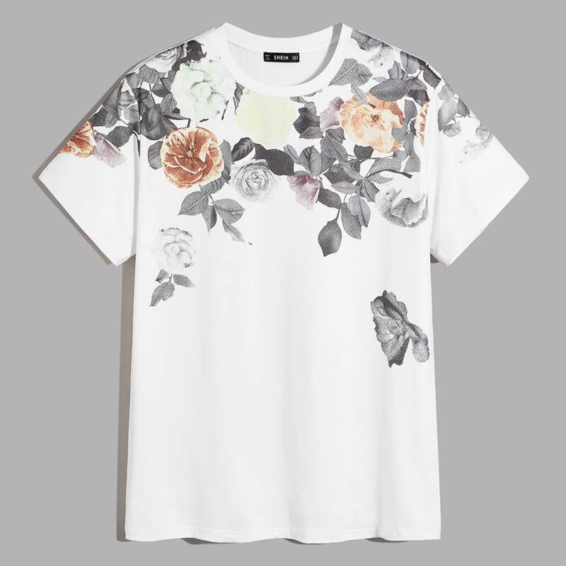 

Guys Floral Print Tee, White