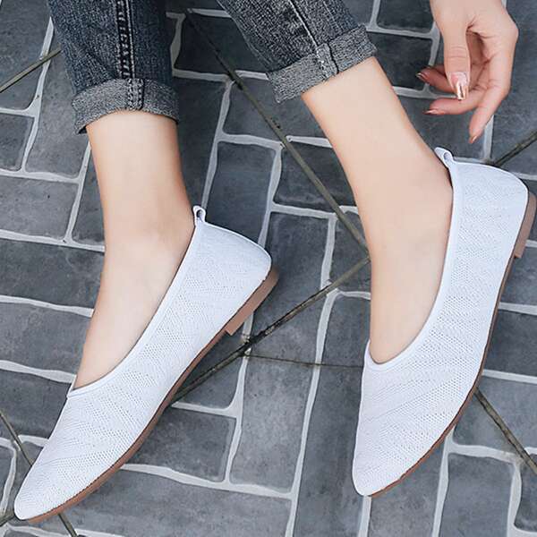 

Wide Fit Mesh Ballet Flats, White