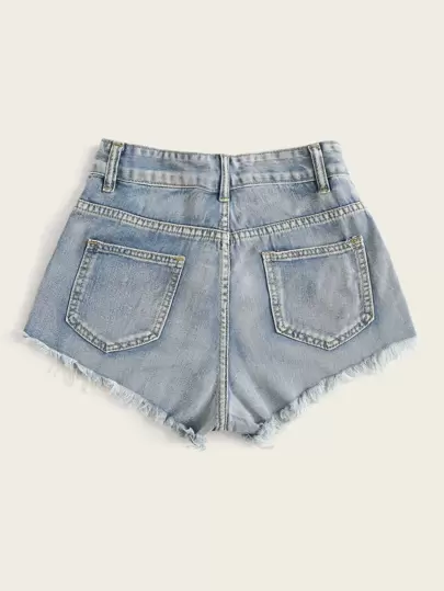 Breezaya Shorts mezclilla rotos bajo crudo
