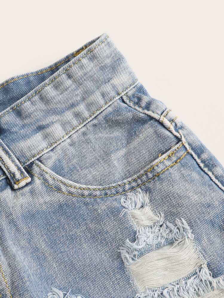 Distressed Stone Wash Frayed Shorts