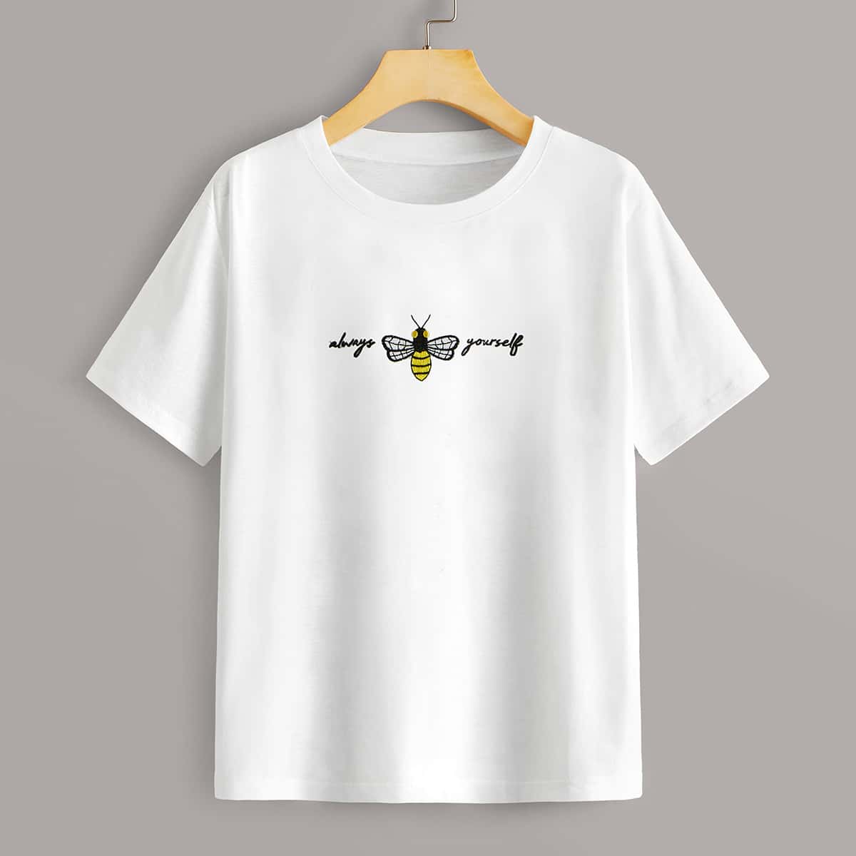 

Letter & Bee Embroidery Tee, White