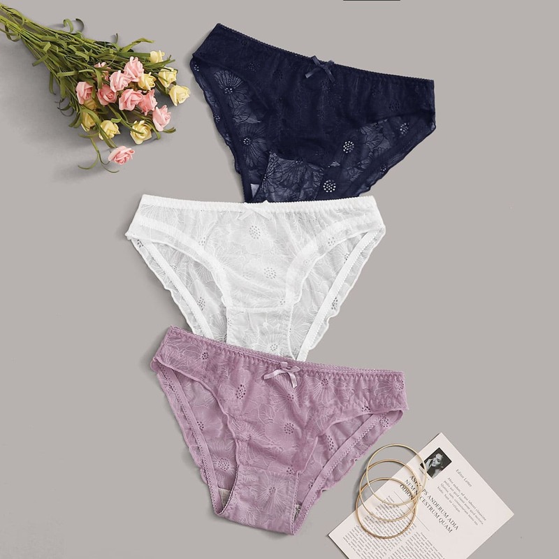 

3pack Floral Lace Panty Set, Multicolor